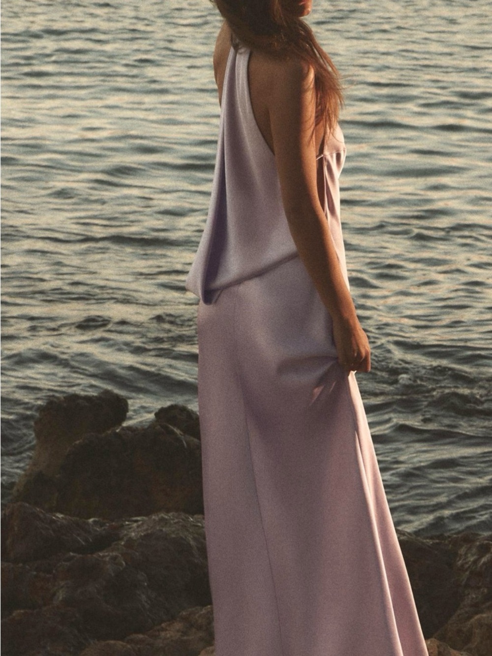 Zara Lavender Backless Halter Maxi Dress